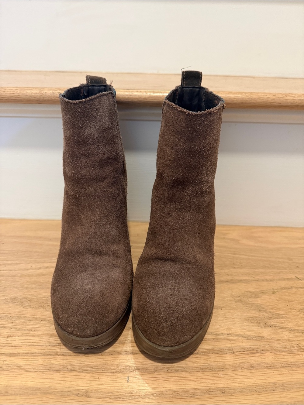 Aldo Brown Suede Platform Ankle Boots Size 6